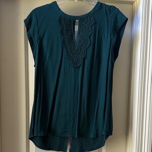 Daniel Rainn Deep Green Lace Accent Blouse